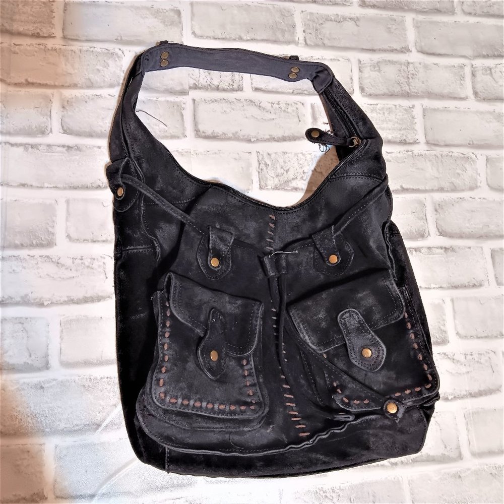 a.n.a. A NEW APROACH Genuine Suede Leather Hand/Shoulder  Bag Purse Large Pocket - Picture 2 of 11